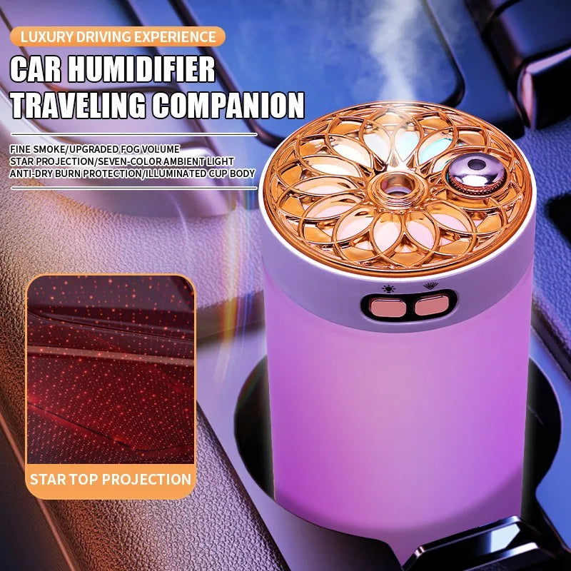 Bezprzewodowy nawilżacz powietrza, projektor gwiaździstego nieba, lampka nocna RGB